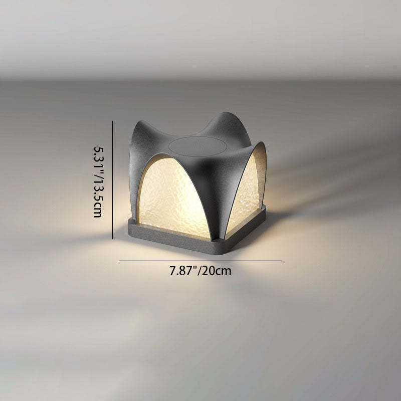 Art Deco Solar Curve Cube LED Outdoor Landscape Light