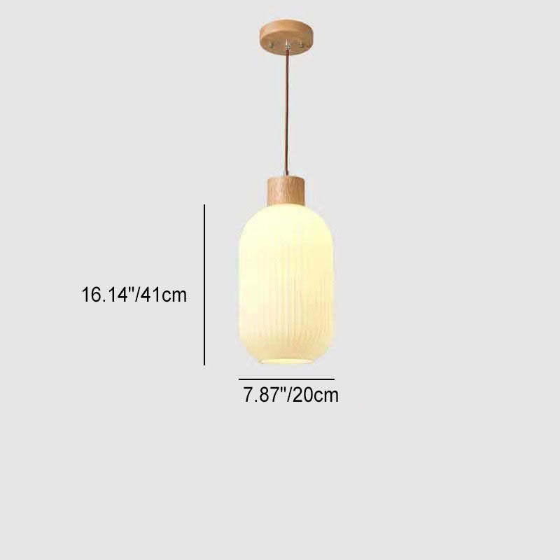 Japanese Log Wood Glass Jar Island Chandelier