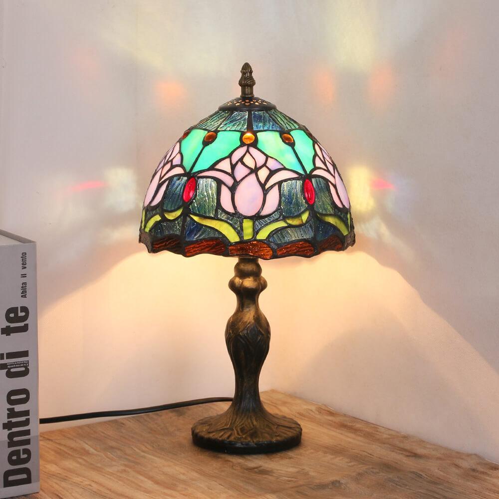 Tiffany Rustic Tulip Stained Glass Table Lamp — Tulip 1 / Dimmer Switch / 220V-240V For UK/AU