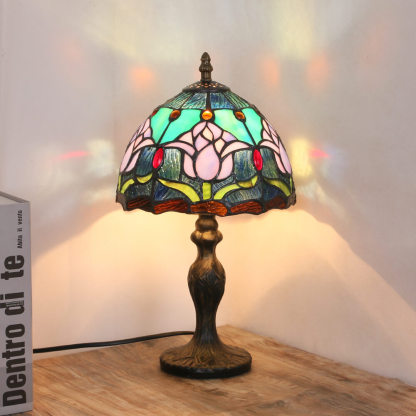 Tiffany Rustic Tulip Stained Glass Table Lamp — Tulip 1 / Dimmer Switch / 220V-240V For UK/AU