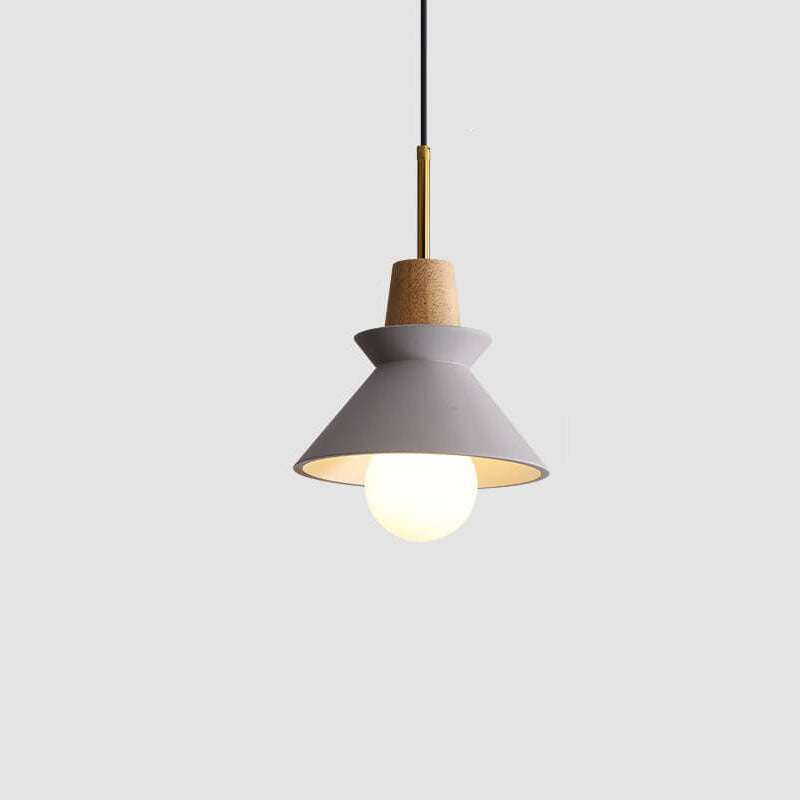 Nordic Macaron Wood Cement Pendant Light