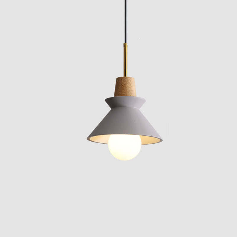 Nordic Macaron Wood Cement Pendant Light