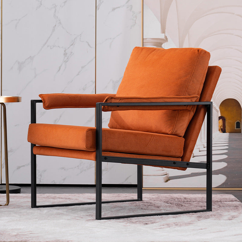 Scandinavian Velvet Leather Square Accent Chair — Sponge / Velvet / Green
