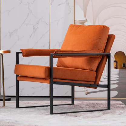 Scandinavian Velvet Leather Square Accent Chair — Sponge / Velvet / Green