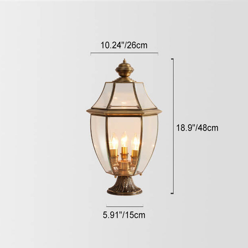 European Copper Clear Glass Lantern Post Landscape Light