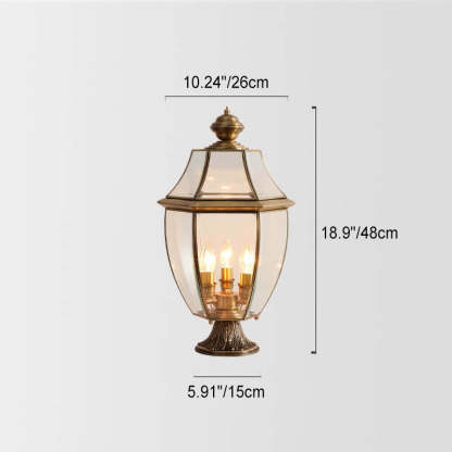 European Copper Clear Glass Lantern Post Landscape Light