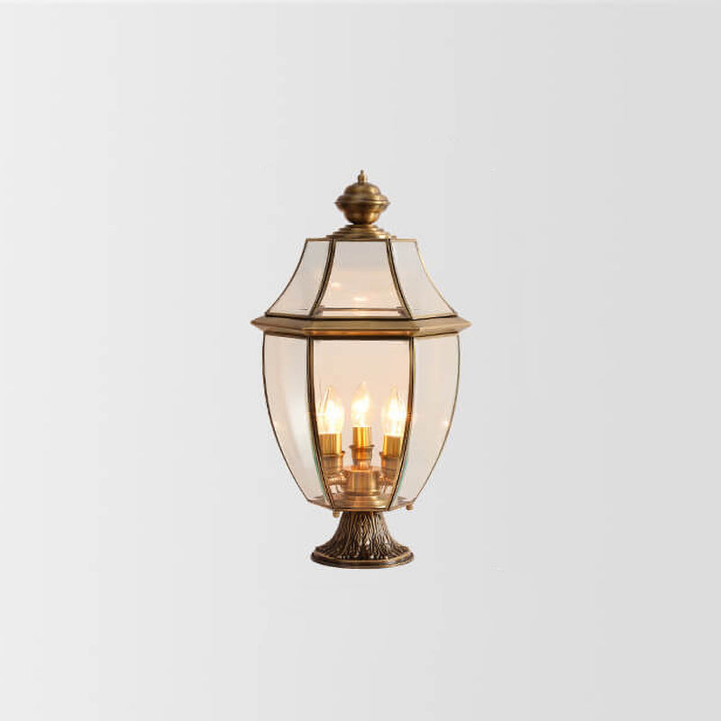 European Copper Clear Glass Lantern Post Landscape Light