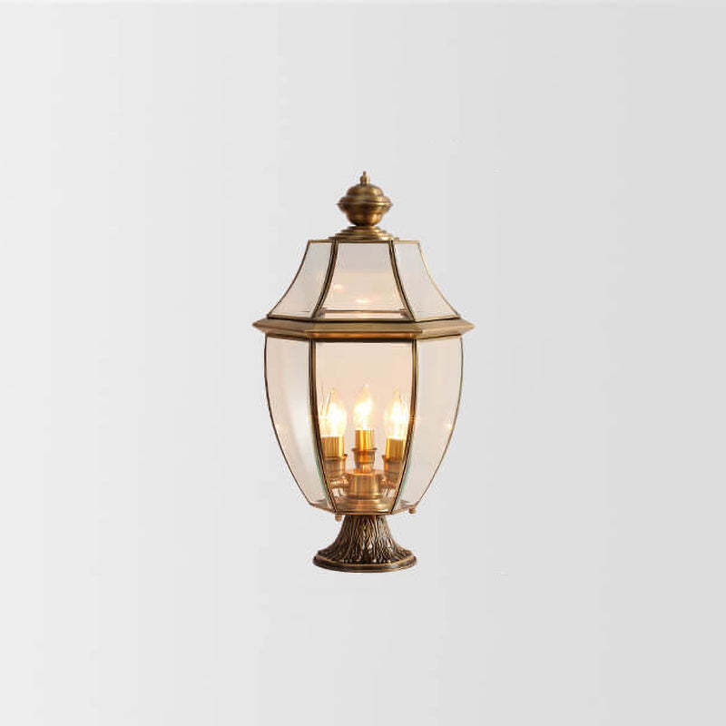 European Copper Clear Glass Lantern Post Landscape Light