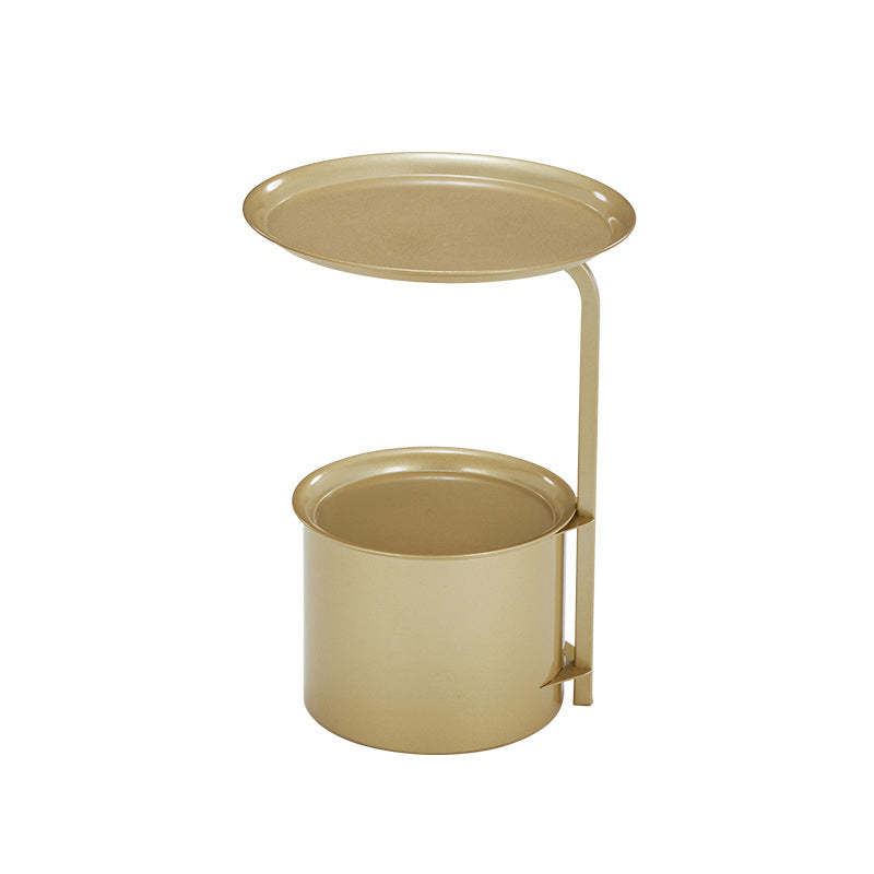 Minimalist Round Iron Rock Slab Side Table
