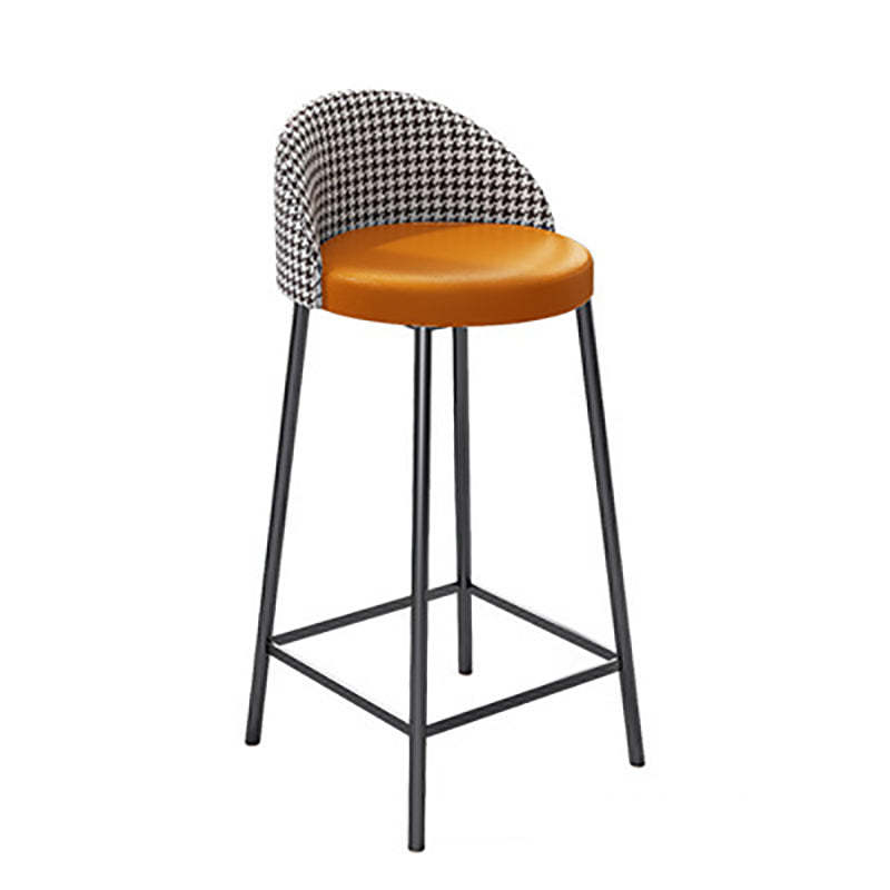 Scandinavian Round PU Leather Iron Bar Stool