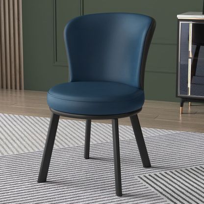 Contemporary Fabric Upholstered Steel Dining Chair — Blue