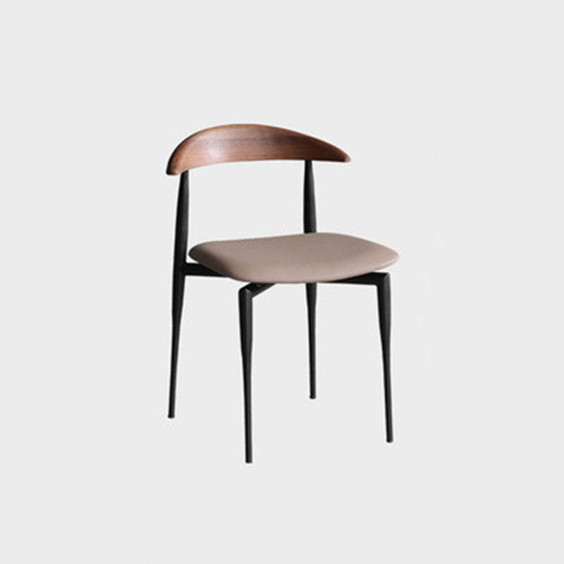 Nordic Cowl Curved Leather Wood Dining Chair