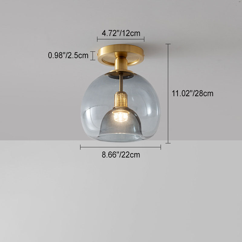 Nordic round black semi-flush mount light in glass — 220V-240V (UK/AU)