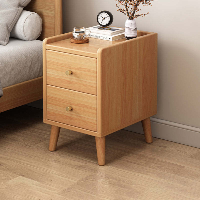 Chinese Wood 2-Drawer Nightstand