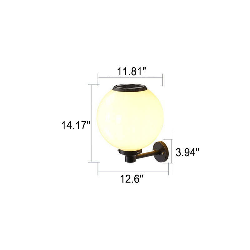 Modern Outdoor Solar Round Ball LED Wall Sconce