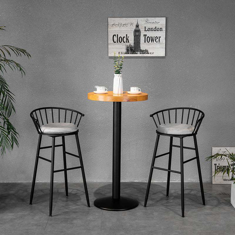 Minimalist Striped Velvet Iron Bar Stool