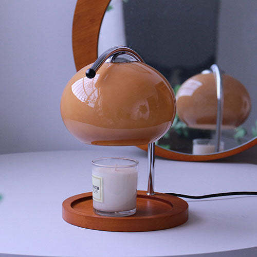 Vintage Glass Dome Solid Wood Melting Wax Table Lamp