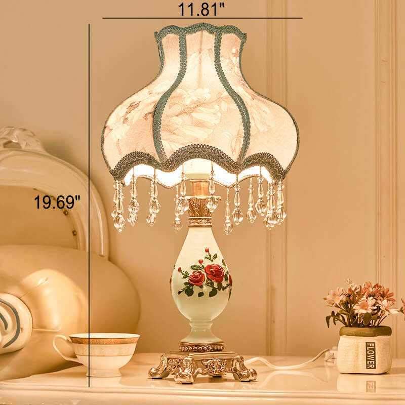 European Retro Carved Resin Fabric Alloy Lamp — C / Dimmer Switch / 220V-240V For UK/AU