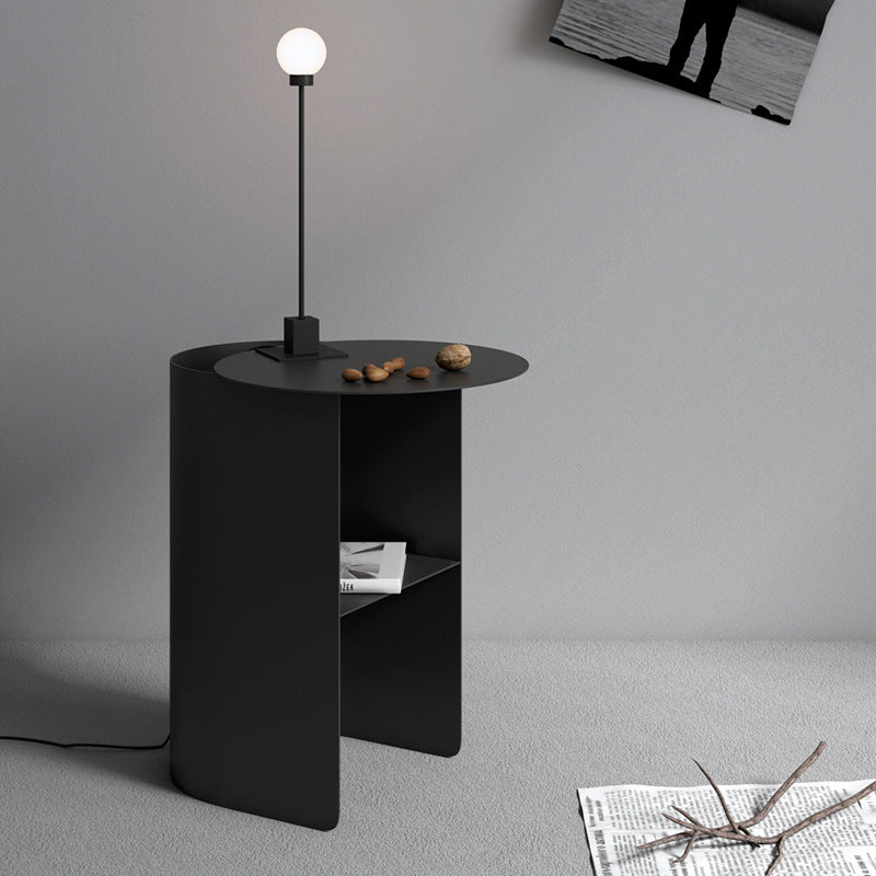 Minimalist Iron T-Shape Rectangular End Table 1-Storage