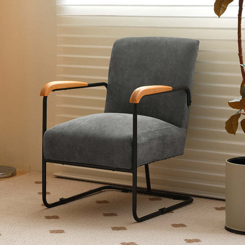 Scandinavian Corduroy Wood Square Accent Chair