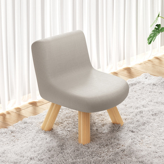 Minimalist Square Linen Solid Wood Chair — Pink
