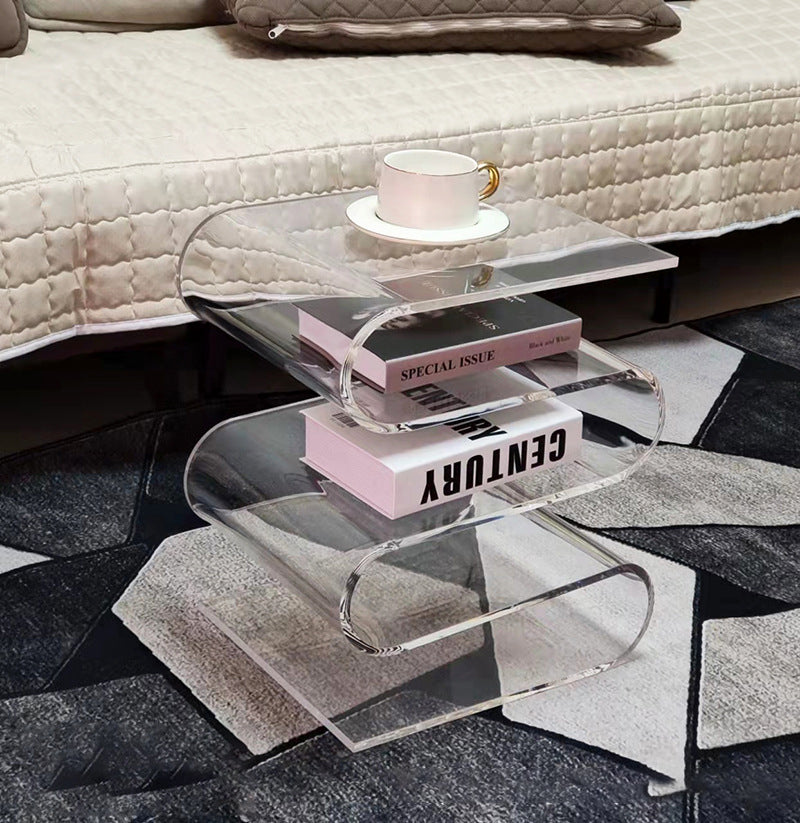 Minimalist Curved Acrylic End Table 5-Tier