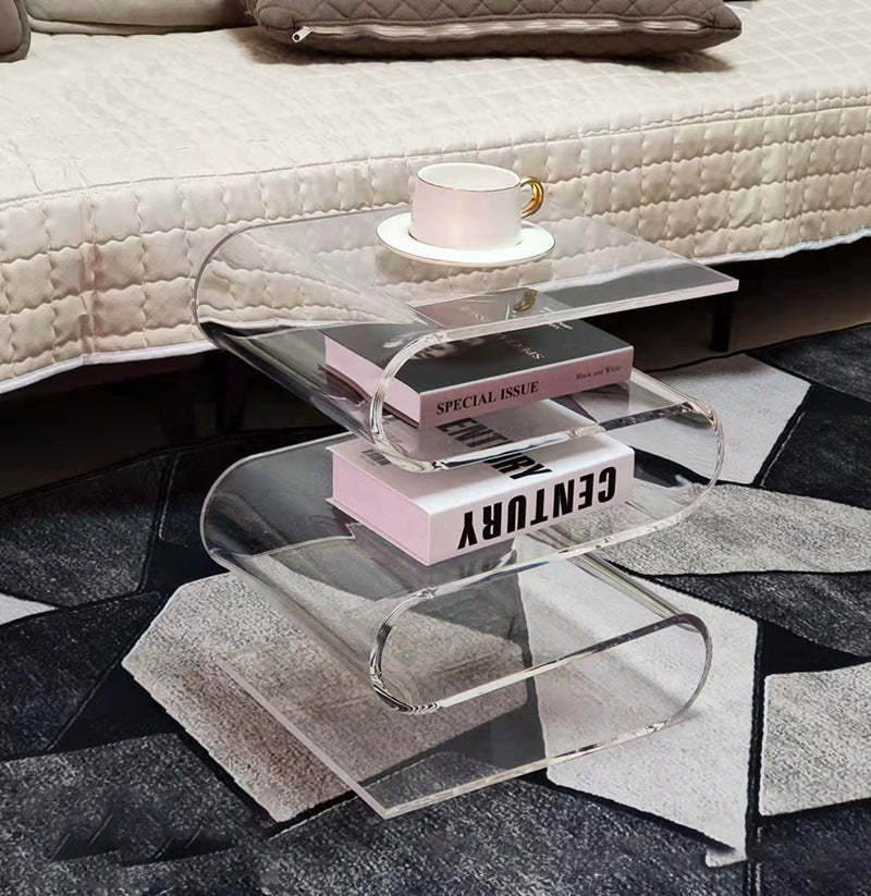 Minimalist Curved Acrylic End Table 5-Tier