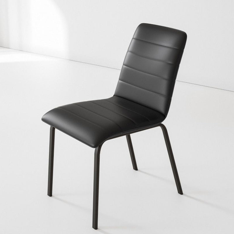 Minimalist Striped Leather Steel Dining Chair