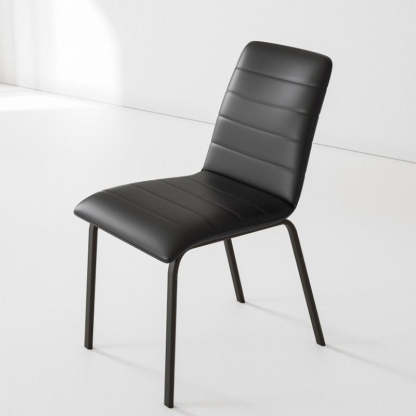 Minimalist Striped Leather Steel Dining Chair