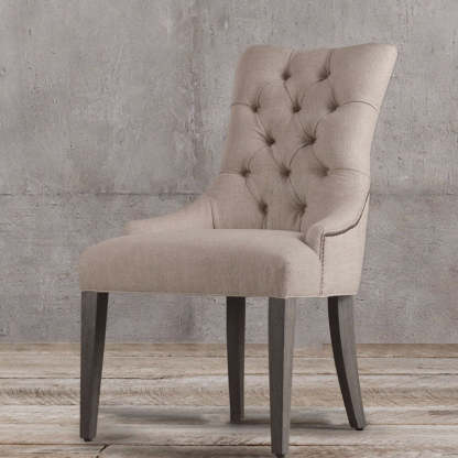 Scandinavian Thick Linen Wood Dining Chair