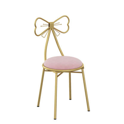 Bow Round Velvet Metal Vanity Stool