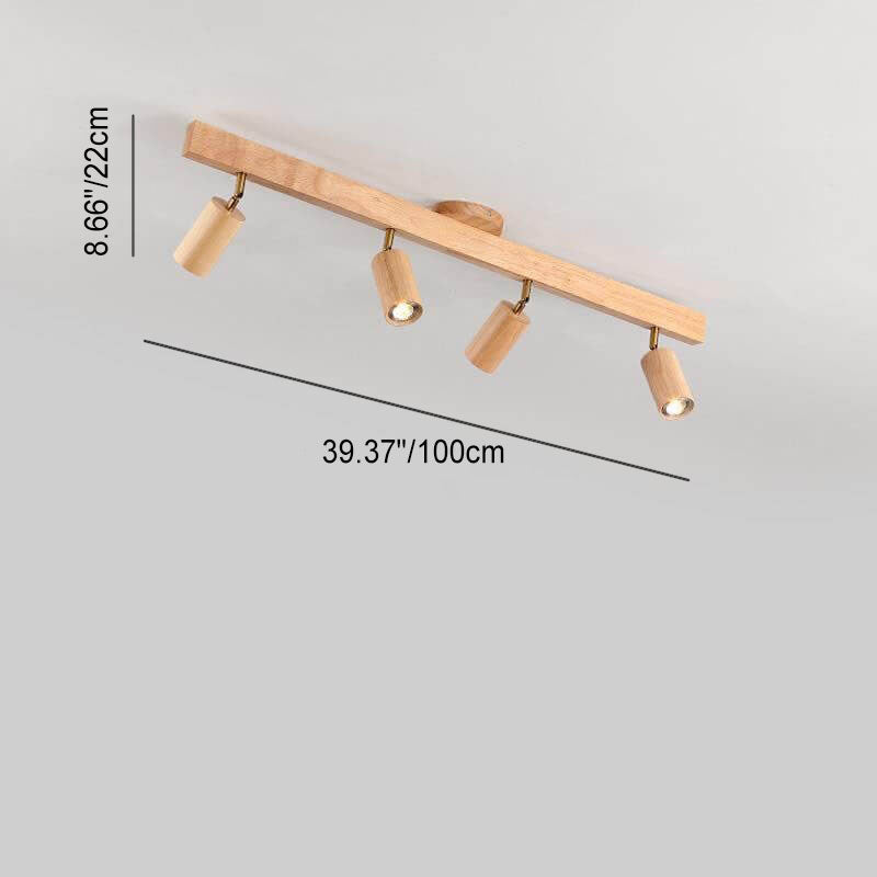 Japanese Wooden Track LED Semi-Flush Ceiling Light
