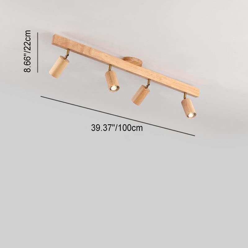 Japanese Wooden Track LED Semi-Flush Ceiling Light