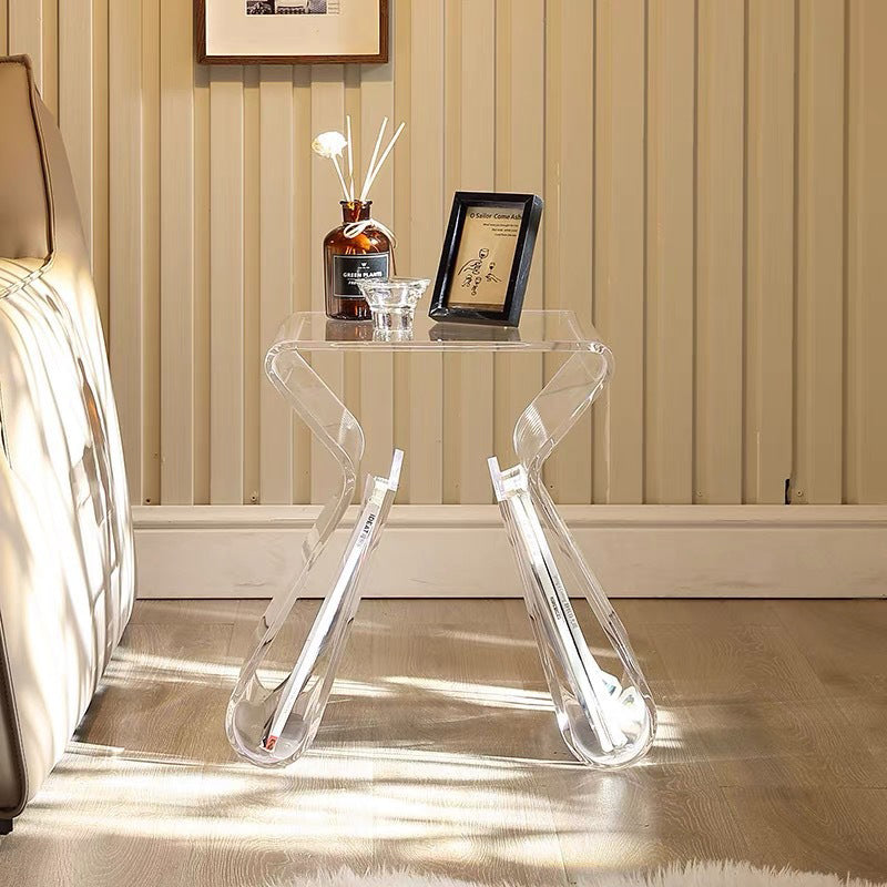Modern Irregular Curved PMMA Side Table — Anthracite Gray