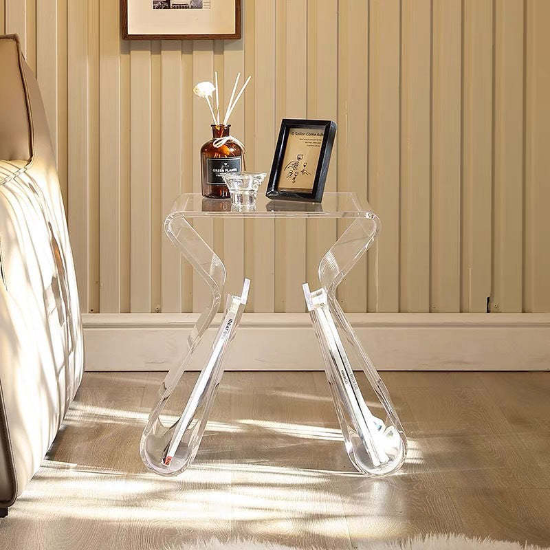 Modern Irregular Curved PMMA Side Table — Anthracite Gray