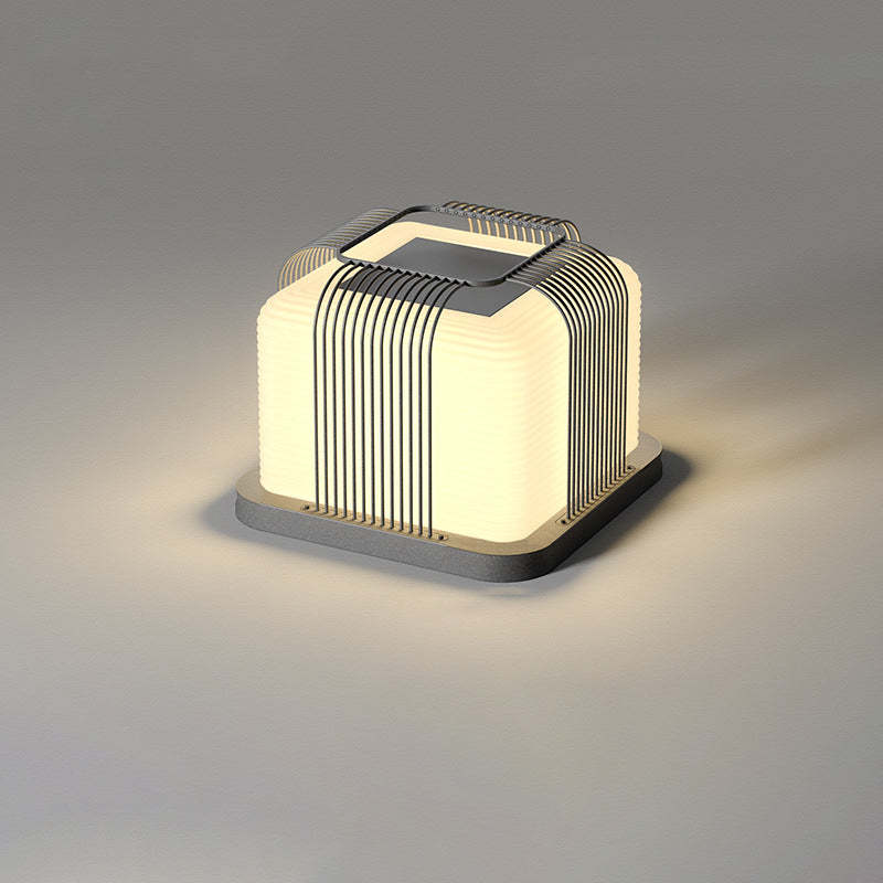 Modern Solar Stainless Steel Square Cubic Landscape Light