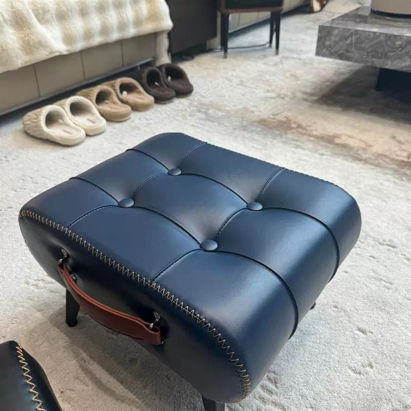 Modern Leather Upholstered Portable Footstool