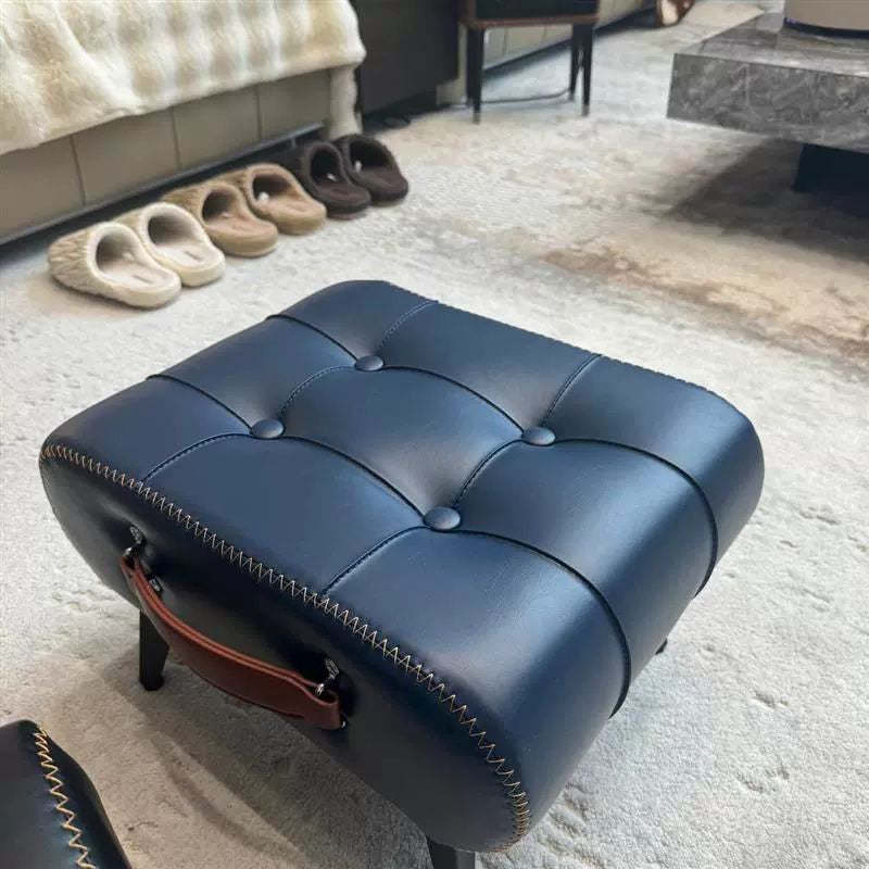 Modern Leather Upholstered Portable Footstool