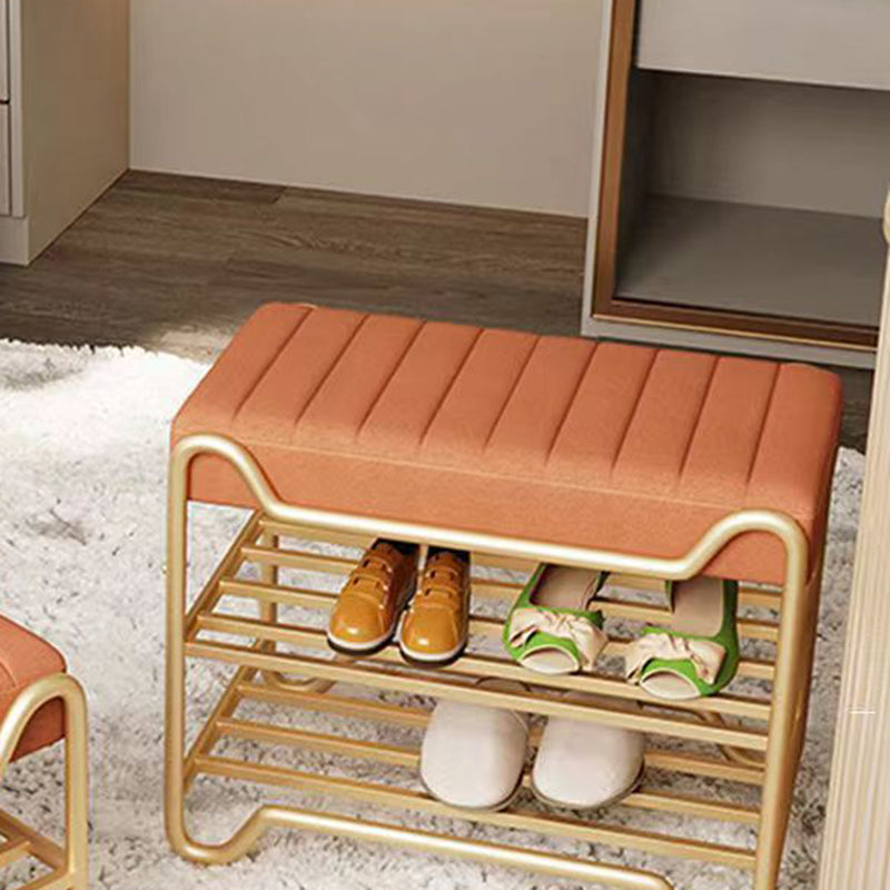 Modern Tech Cloth Portable Rectangular Footstool Backless — Orange - Technology Cloth