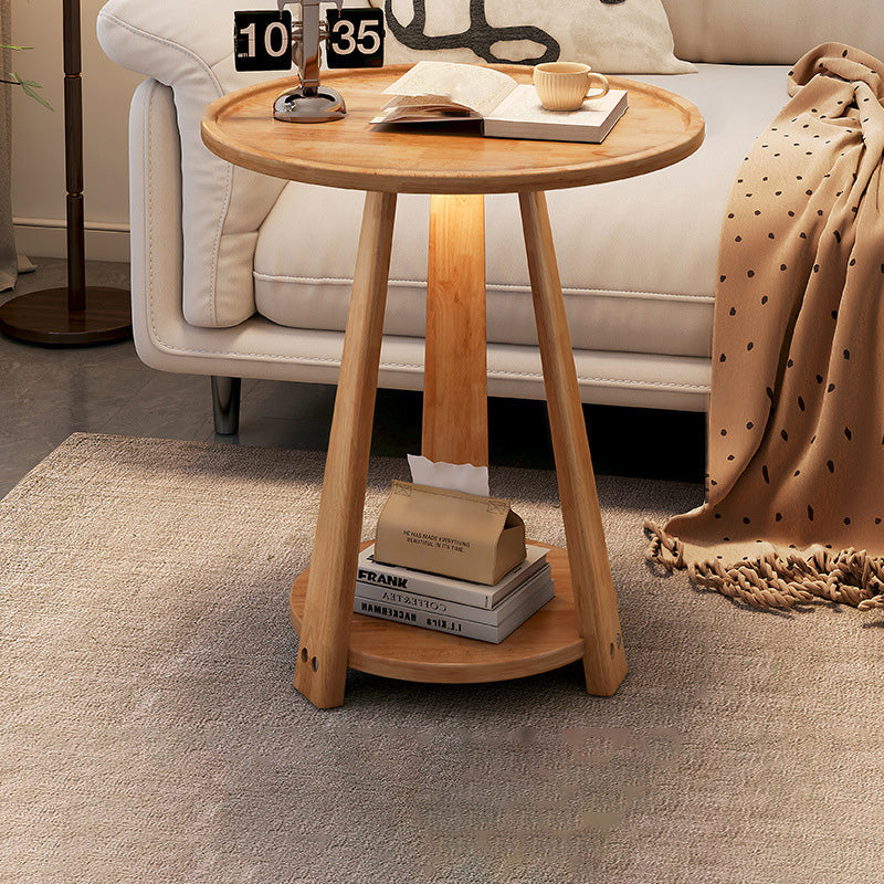 Nordic Round Wood 2-Tier Coffee Table - Walnut
