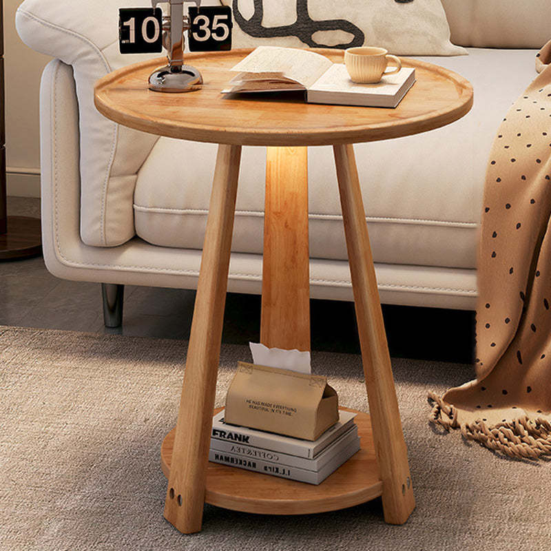 Minimalist Tripod Wood 2-Tier Coffee Table