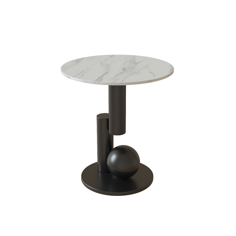 Luxury Rock Slab Geometric Base End Table