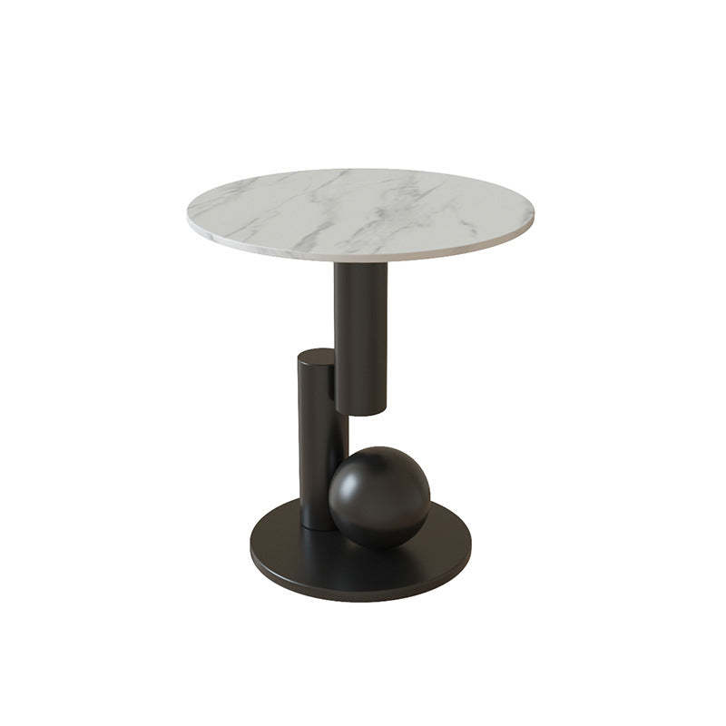 Luxury Rock Slab Geometric Base End Table