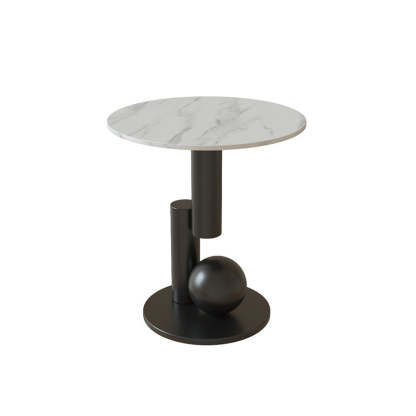 Luxury Rock Slab Geometric Base End Table