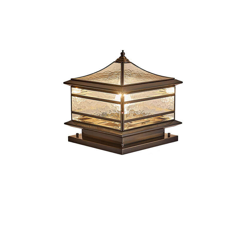 European Brass Glass Square Pillar Landscape Light