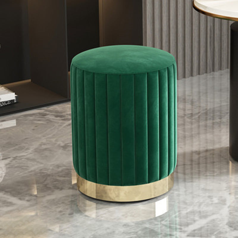 Minimalist Round Velvet Metal Vanity Stool