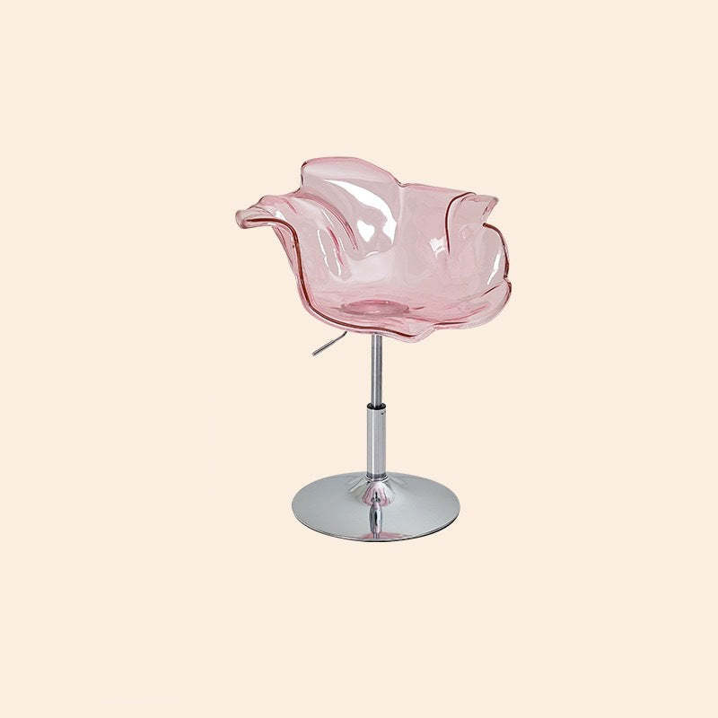 Contemporary Petal Acrylic Liftable Dining Chair — Transparent Seat + Gold Base