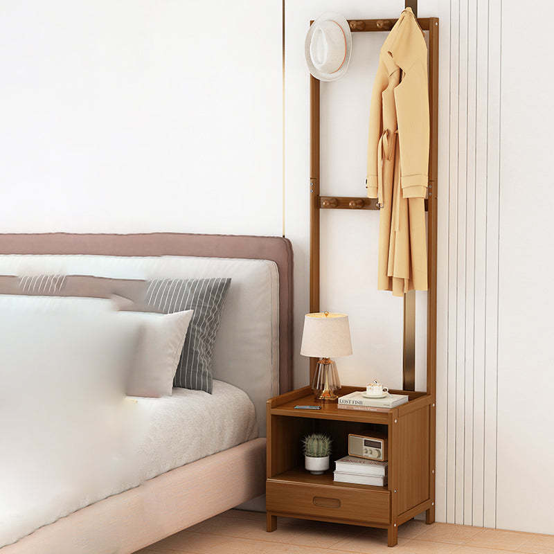 Minimalist Bamboo Coat Rack Nightstand 1/3-Drawer
