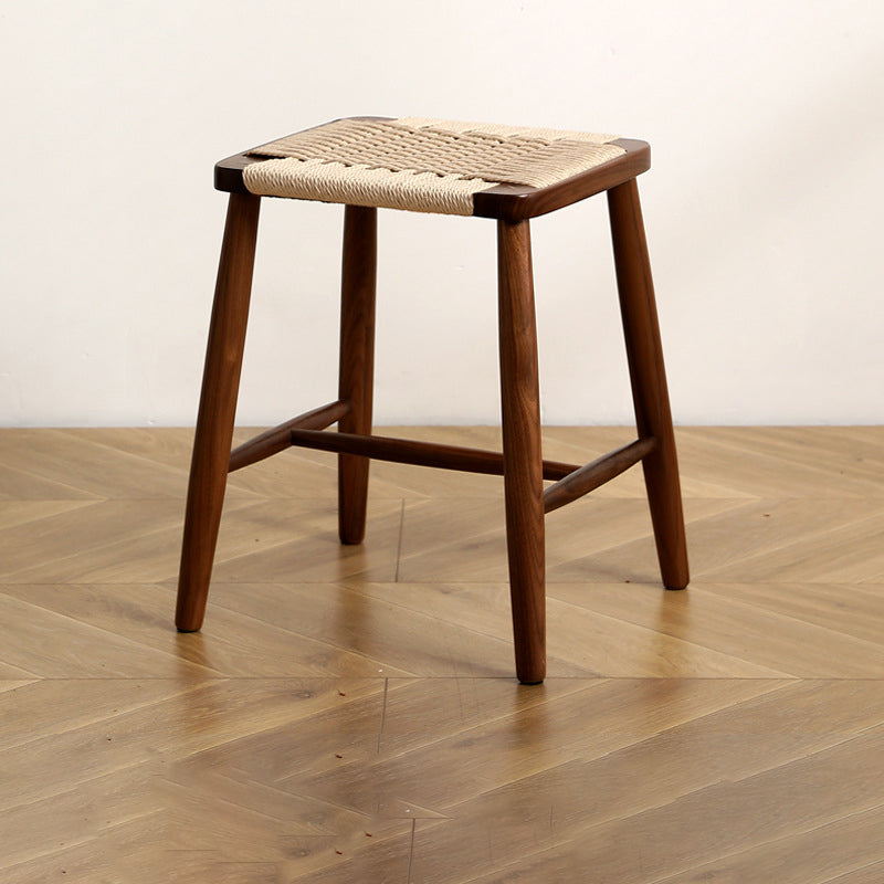Japanese Rope Woven Wooden Bar Stool