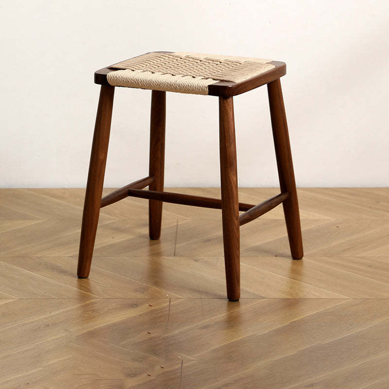 Japanese Rope Woven Wooden Bar Stool